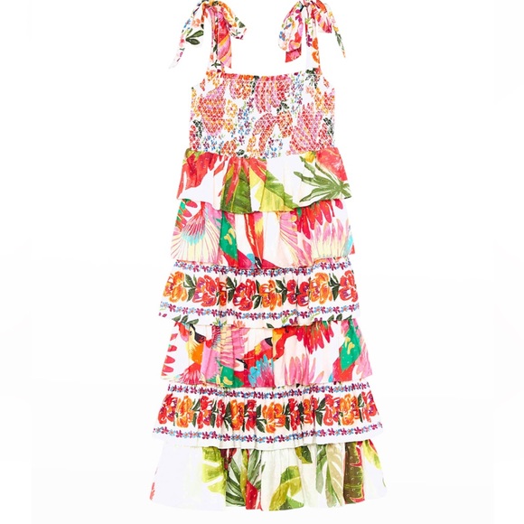 Farm Rio mixed white print layered dress NWT XS - Picture 4 of 5